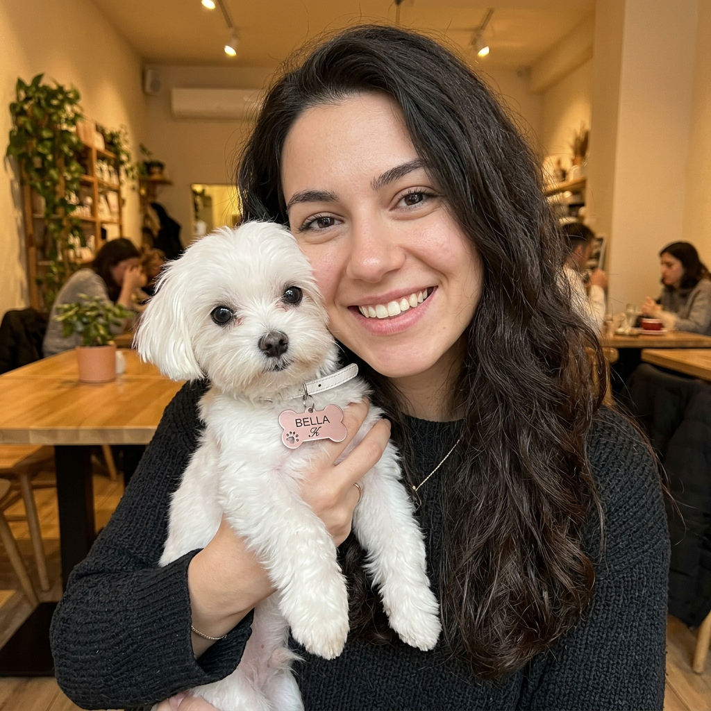 Калина с любимеца си и медальон от PuppyTag